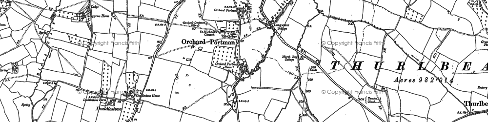 Old map of Orchard Portman in 1886