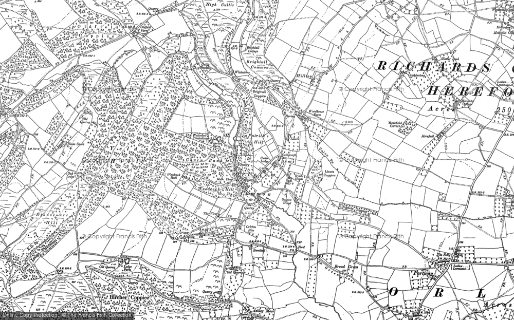 Old Map of Historic Map covering Yeld's Hill in 1884