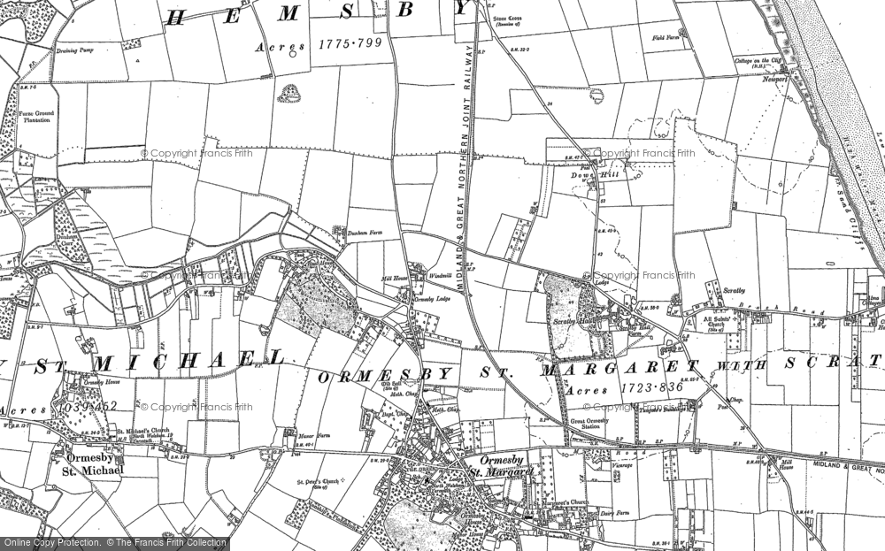 Old Map of Historic Map covering Ormesby St Michael in 1904