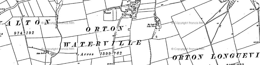 Old map of Orton Goldhay in 1887