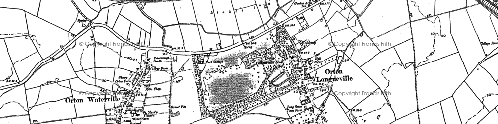 Old map of Orton Longueville in 1887