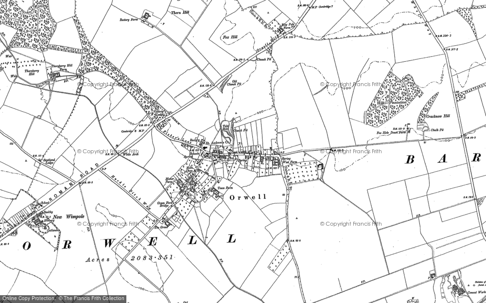 Old Map of Historic Map covering Old Wimpole in 1886