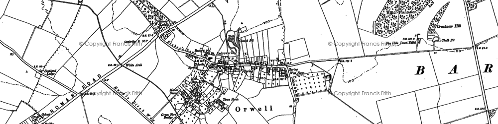 Old map of Orwell in 1886