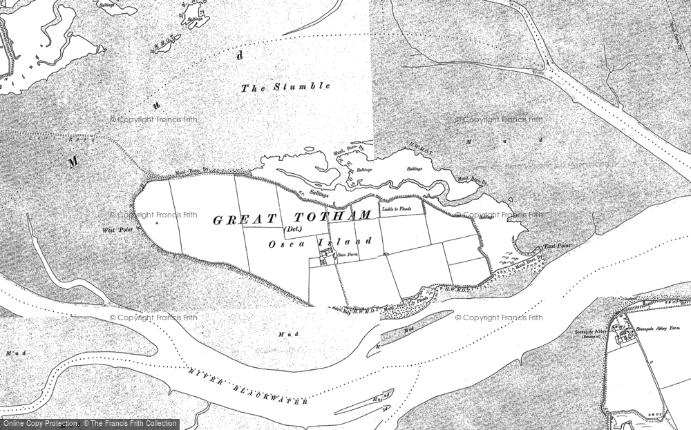 Old Map of Osea Island, 1895 in 1895