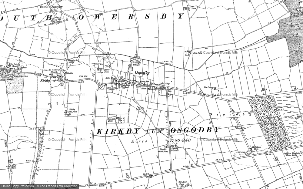 Old Map of Osgodby, 1886 in 1886