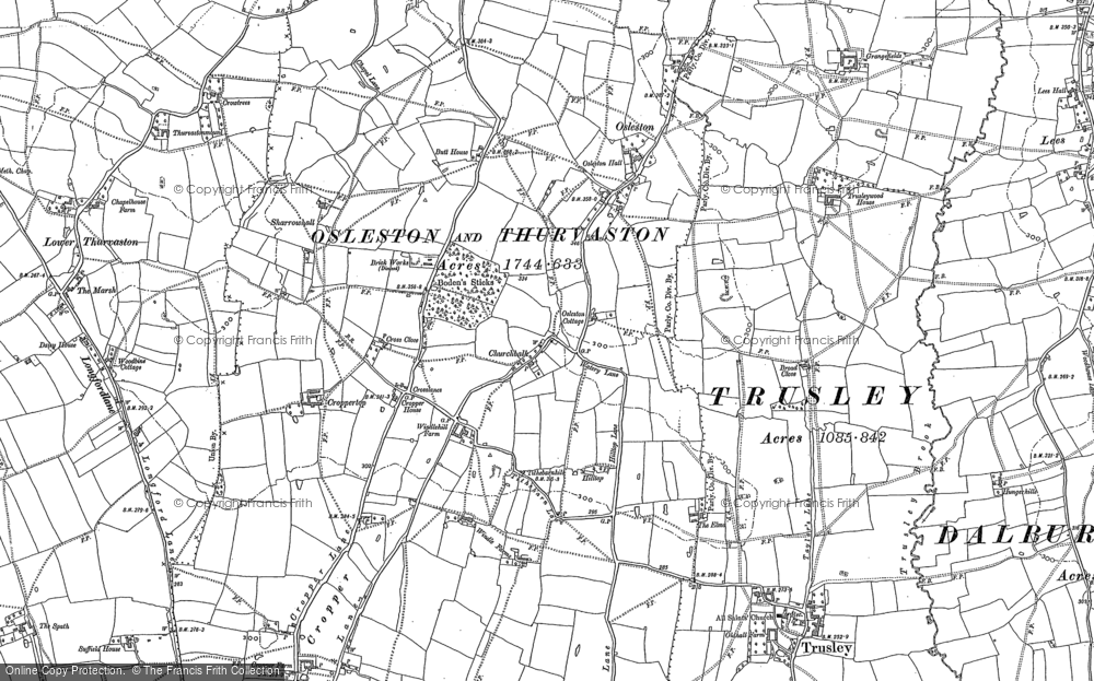 Old Map of Osleston, 1880 - 1881 in 1880
