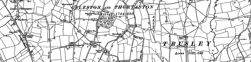 Old map of Osleston in 1880