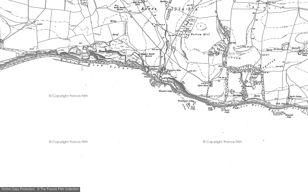 Old Map of Historic Map covering Redcliff Point in 1901