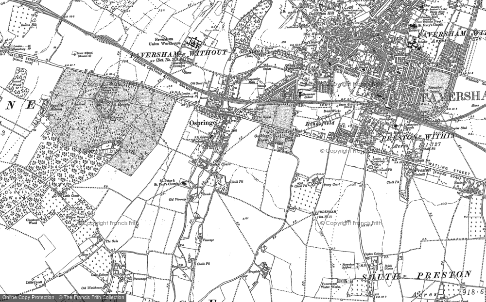Old Map of Ospringe, 1896 in 1896