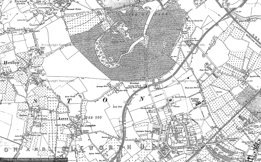 Old Map of Osterley, 1894 - 1912 in 1894