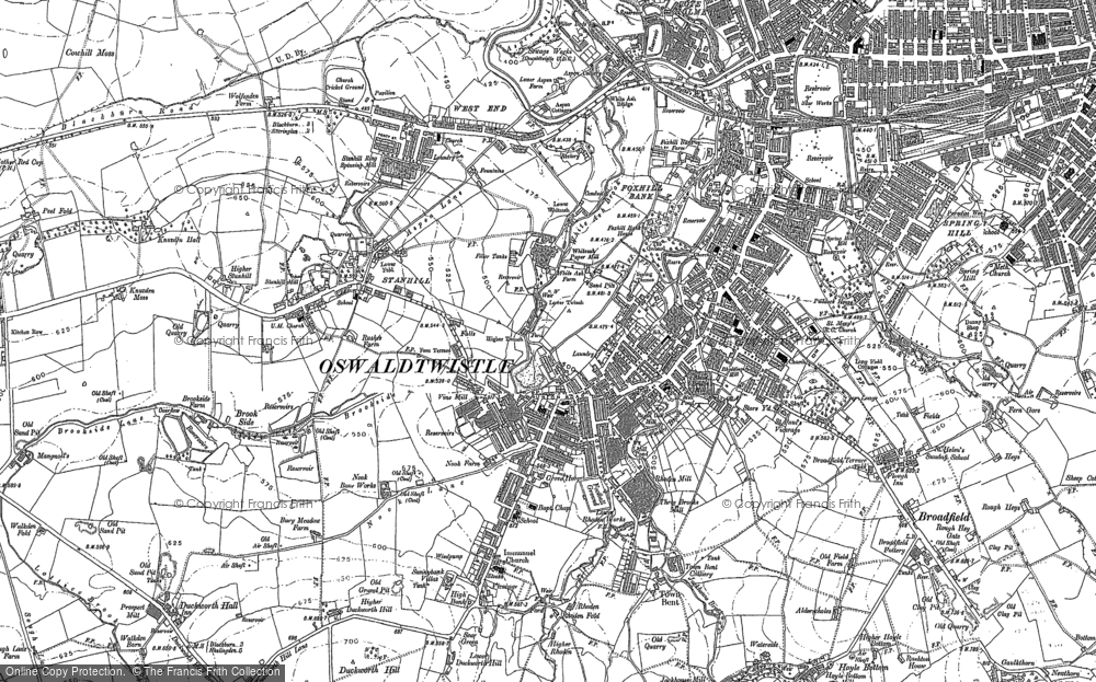 Old Map of Historic Map covering Broadfield in 1890