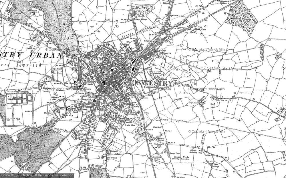 Old Map of Oswestry, 1900 in 1900