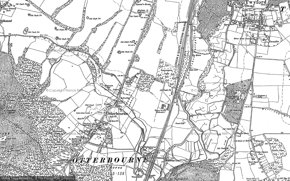 Old Map of Historic Map covering Otterbourne Hill in 1895