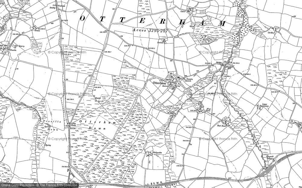 repro Corn-11-NW Cornwall Old map of Otterham Tresparrett 1907 