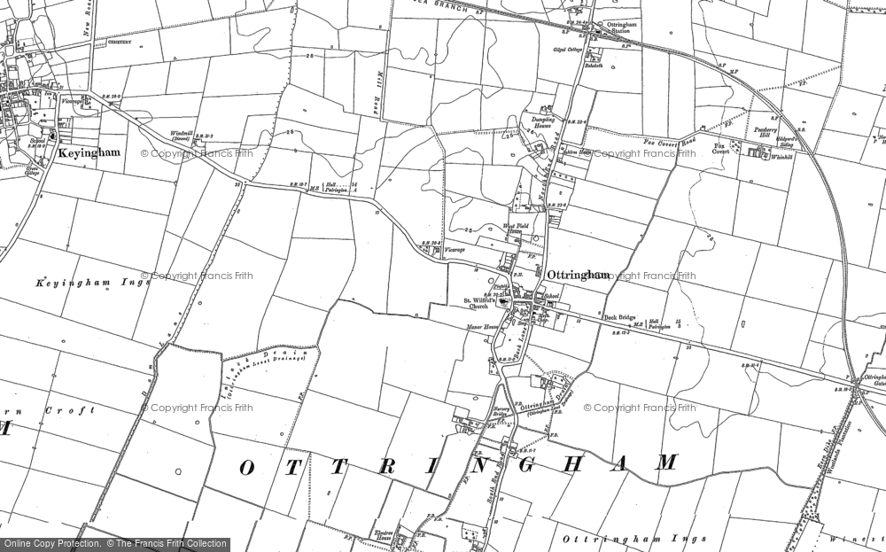 Old Map of Ottringham, 1889 - 1908 in 1889