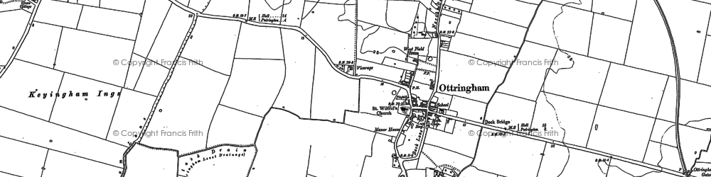 Old map of Ottringham in 1889