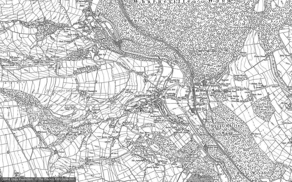 Old Map of Historic Map covering Wharncliffe Wood in 1890