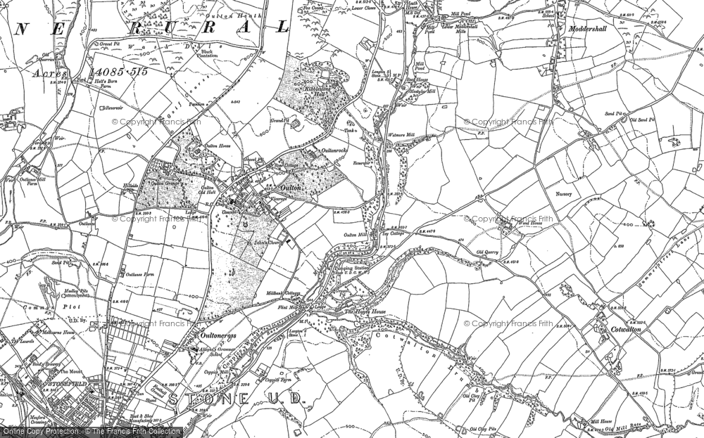 Old Map of Historic Map covering Oulton Grange in 1879