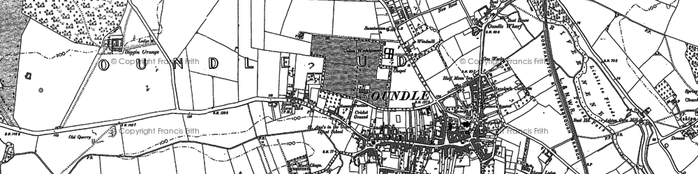 Old map of Oundle in 1885