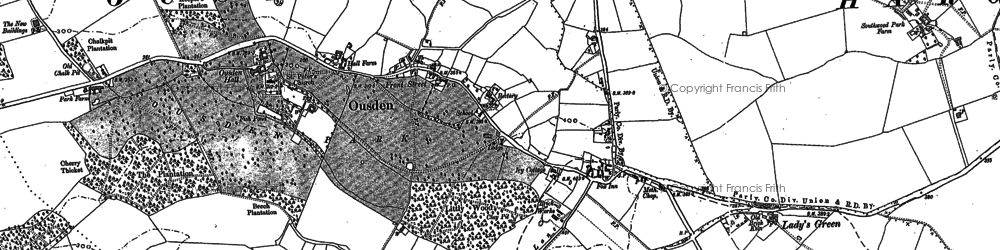Old map of Badmondisfield Hall in 1883