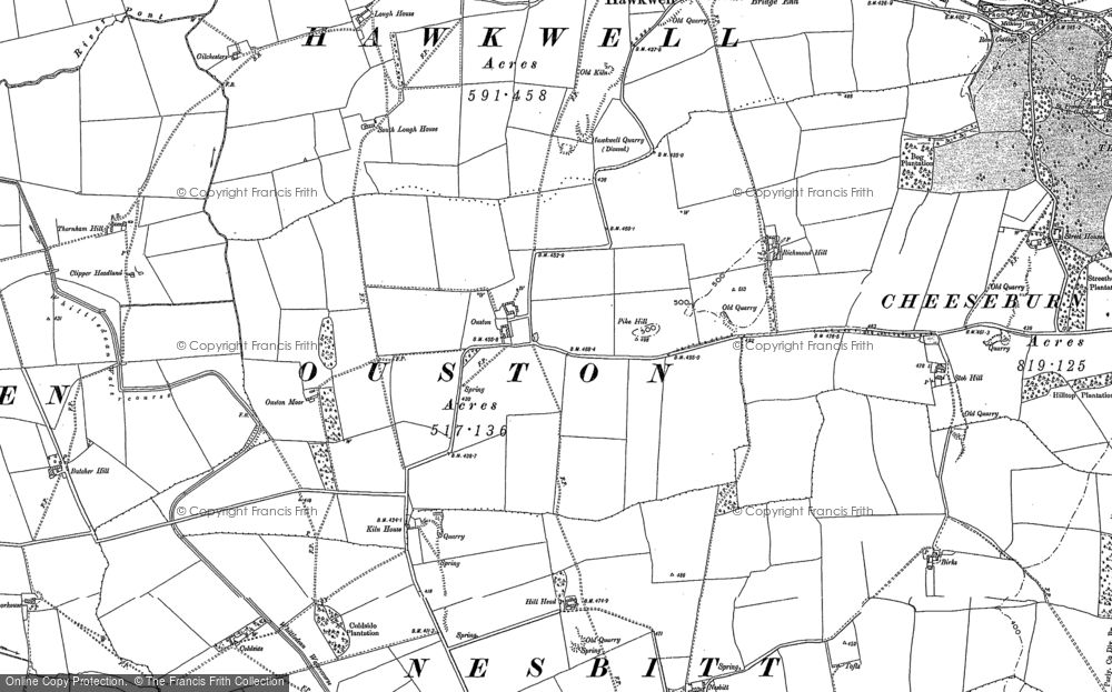 Old Map of Ouston, 1895 in 1895