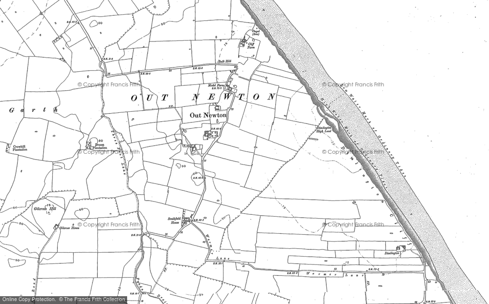 Old Map of Out Newton, 1908 in 1908