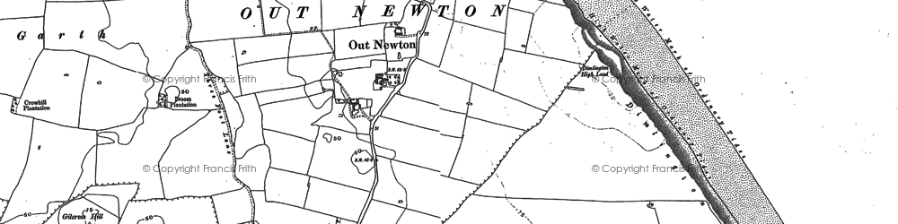 Old map of Out Newton in 1908