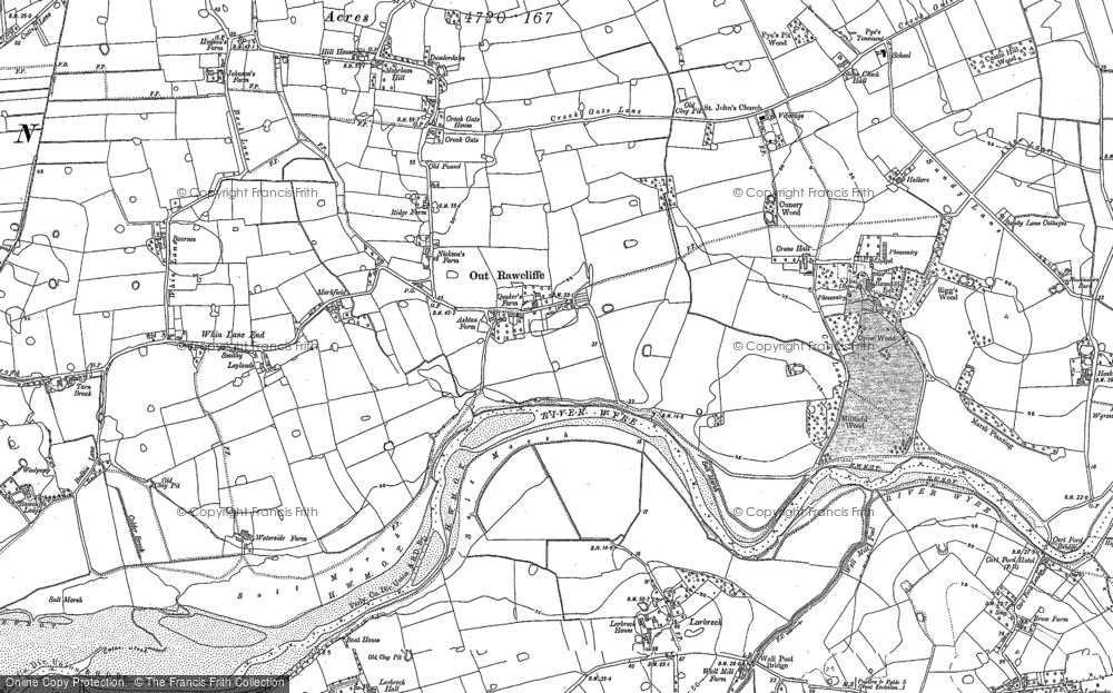 Old Map of Historic Map covering Belle Vue in 1910