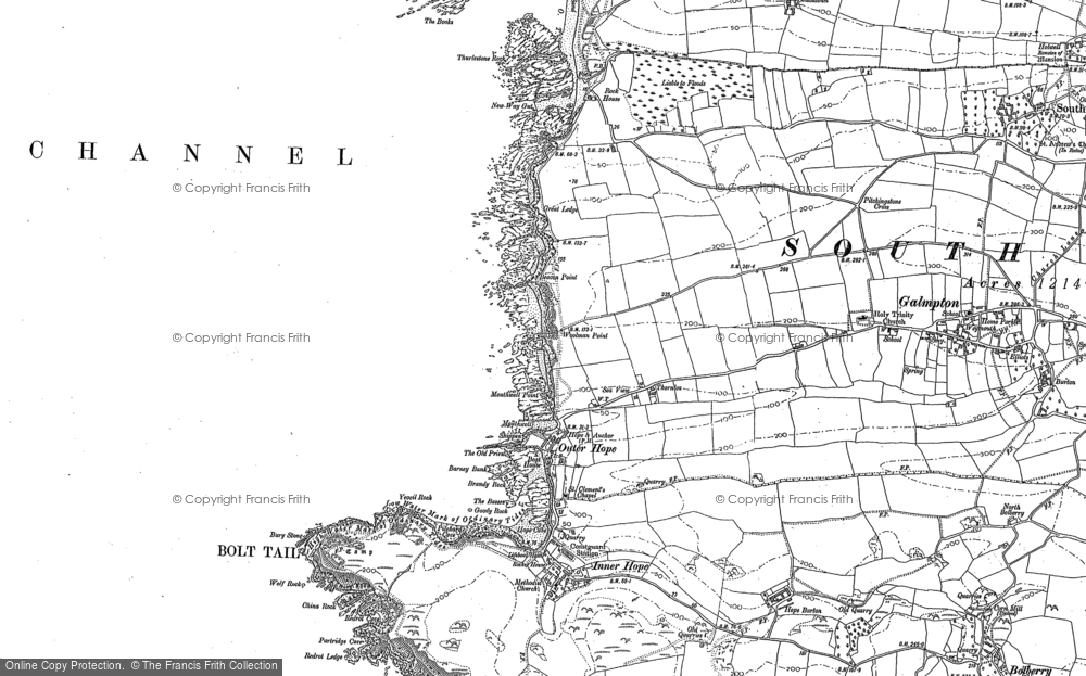 Old Map of Historic Map covering Thurlestone Rock in 1904