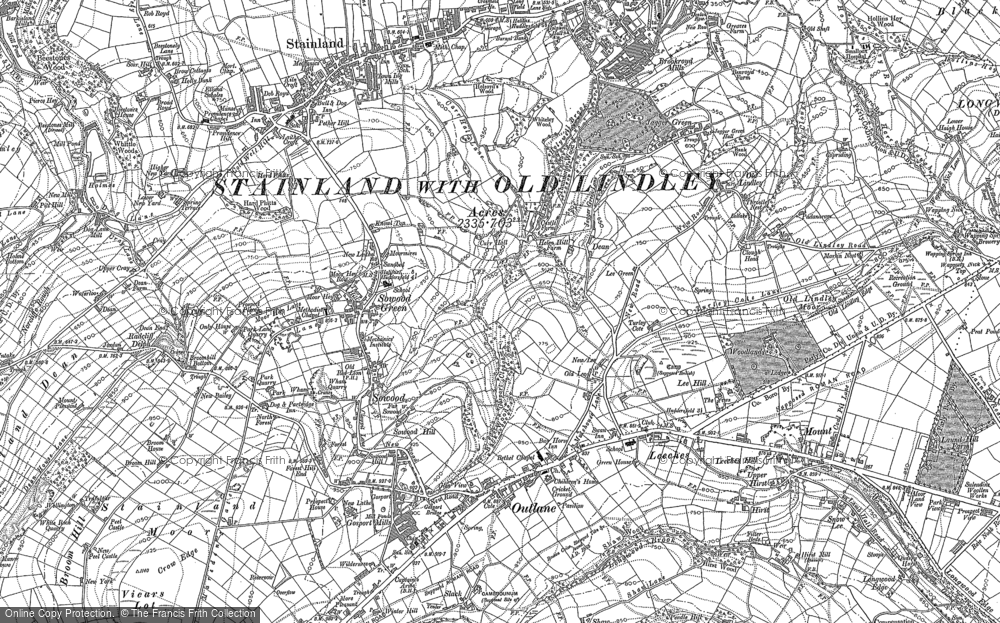 Old Map of Outlane, 1890 - 1892 in 1890