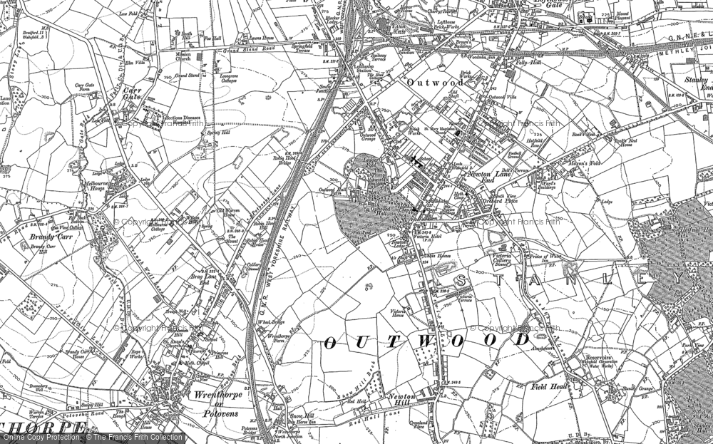 Old Map of Outwood, 1892 in 1892