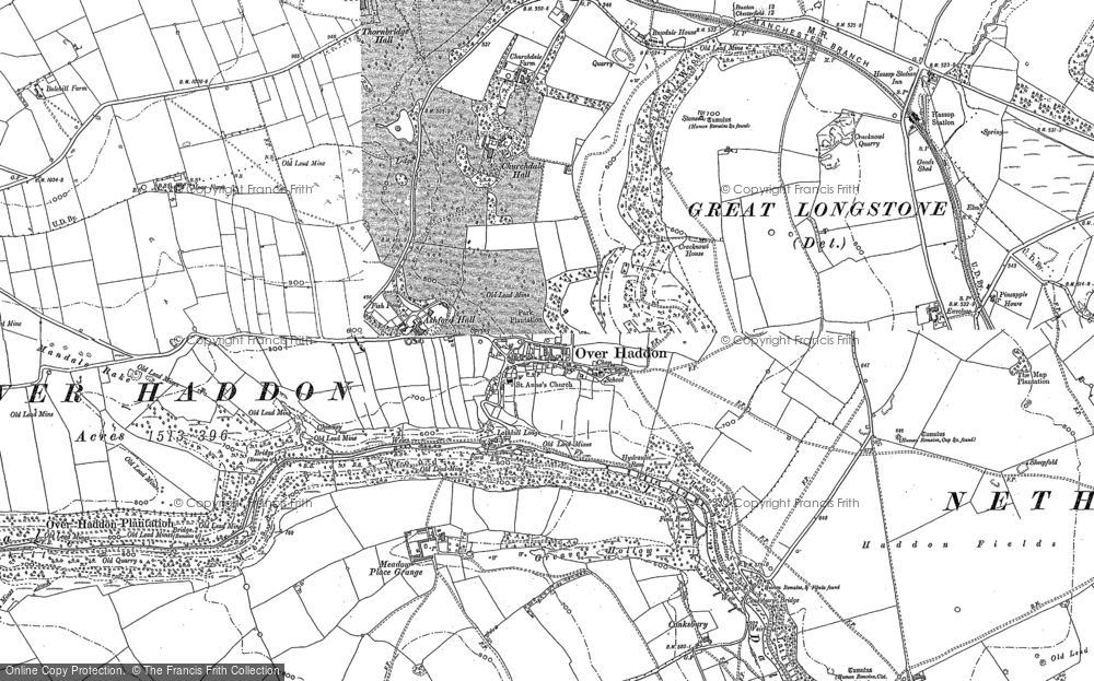 Old Map of Over Haddon, 1878 - 1879 in 1878
