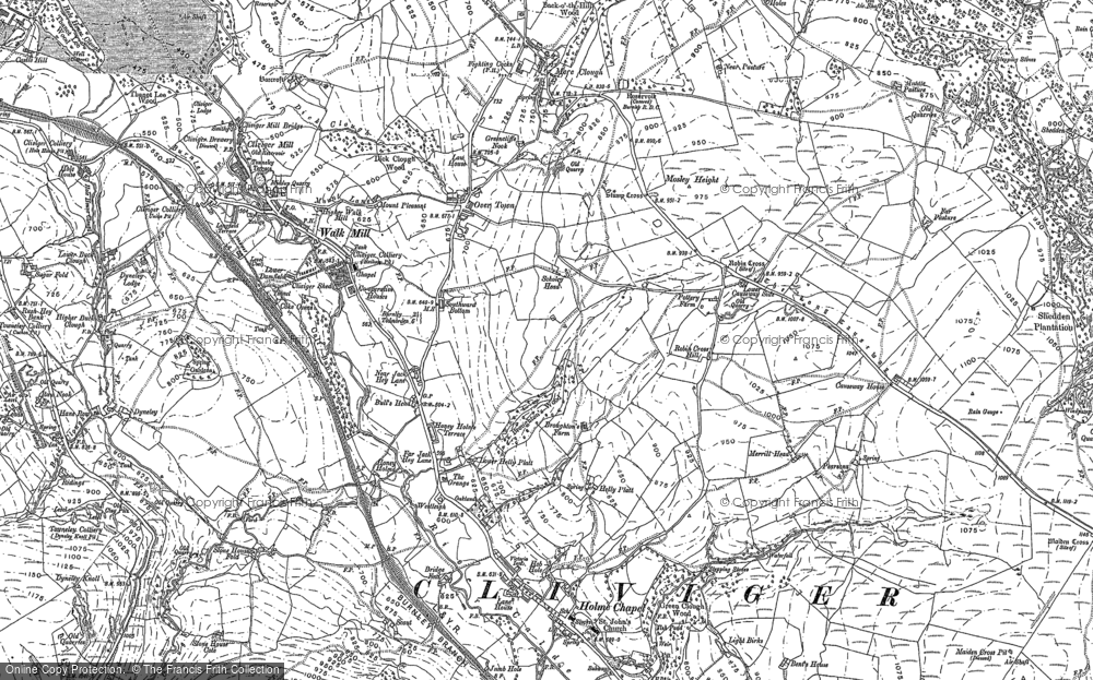 Old Map of Historic Map covering Mereclough in 1891