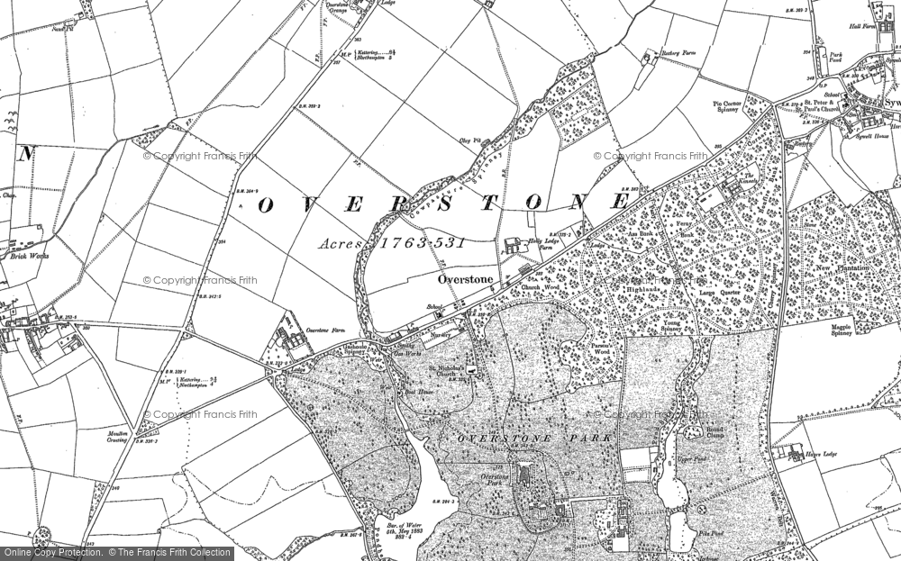 Old Map of Overstone, 1884 in 1884