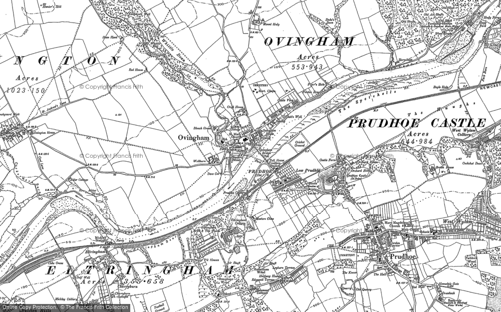 Old Map of Ovingham, 1895 in 1895
