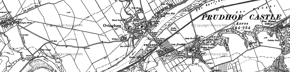Old map of Ovingham in 1895