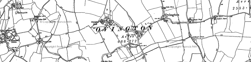 Old map of Ovington in 1896