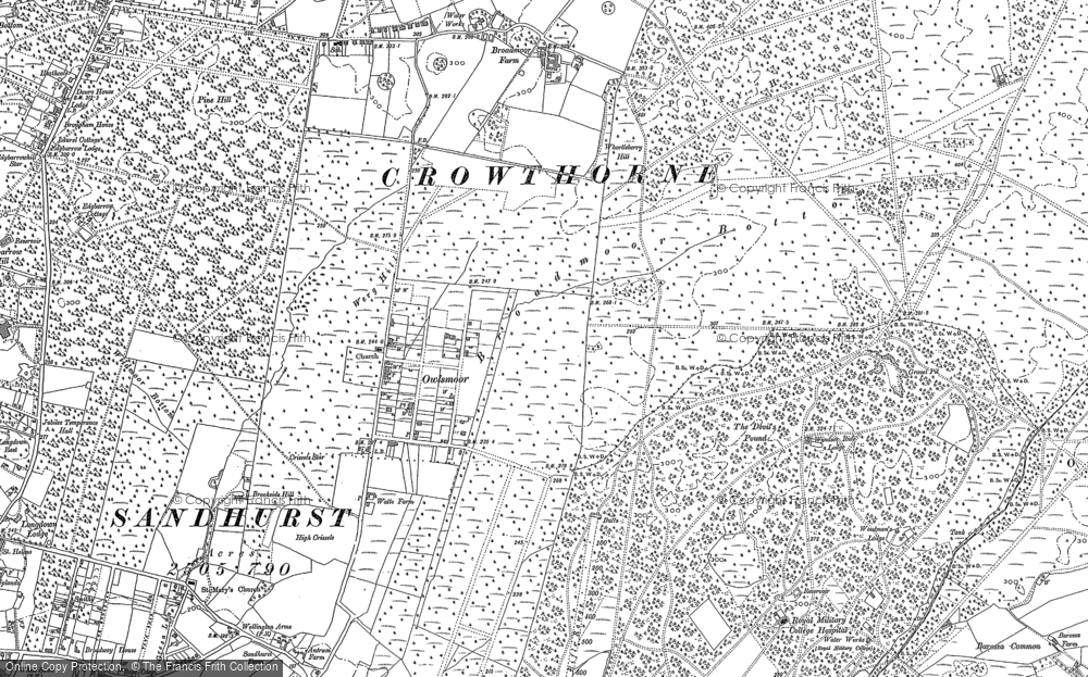 Old Map of Historic Map covering Braodmoor Bottom in 1909