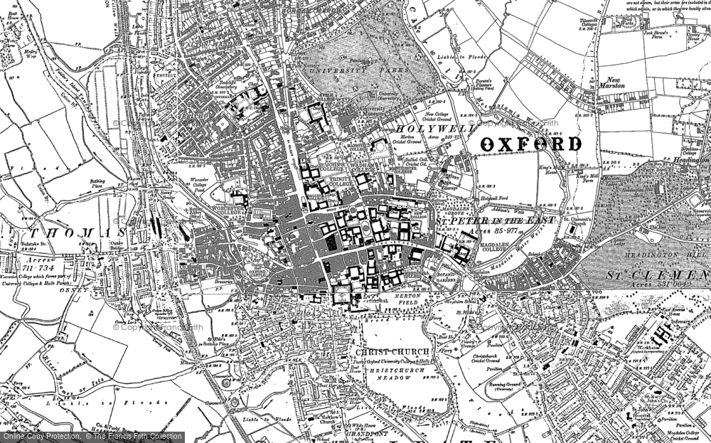Old Map of Historic Map covering Osney in 1898