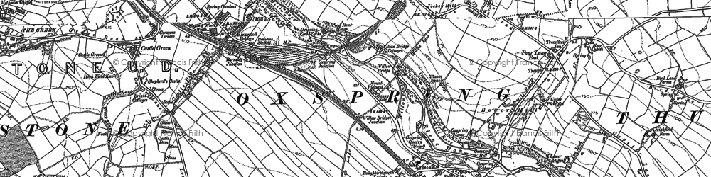 Old map of Four Lane End in 1891
