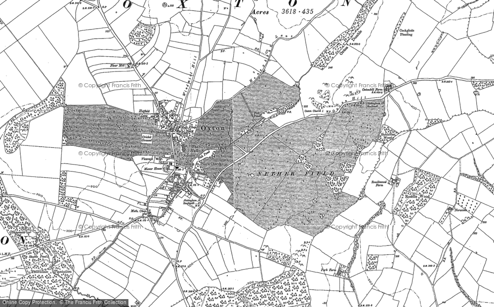 Old Map of Oxton, 1883 in 1883