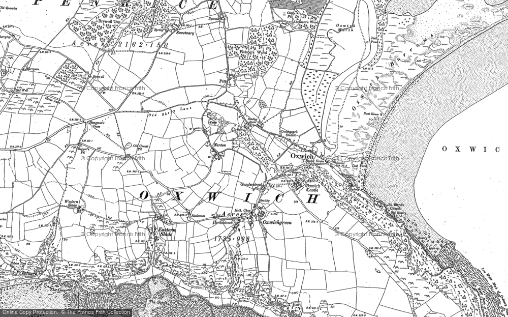 Old Map of Historic Map covering Oxwich Green in 1896
