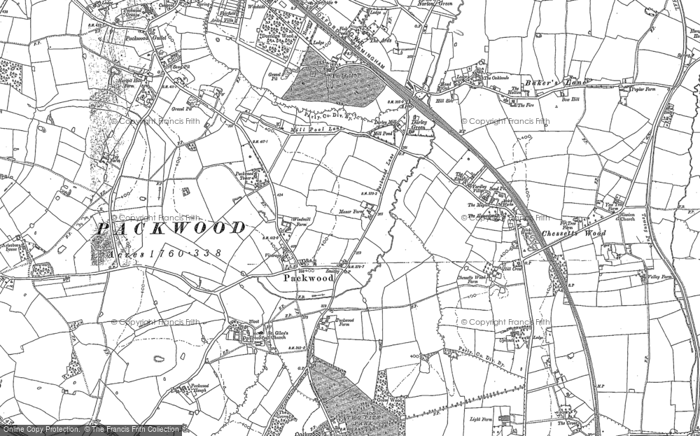 Old Map of Historic Map covering Darley Green in 1886