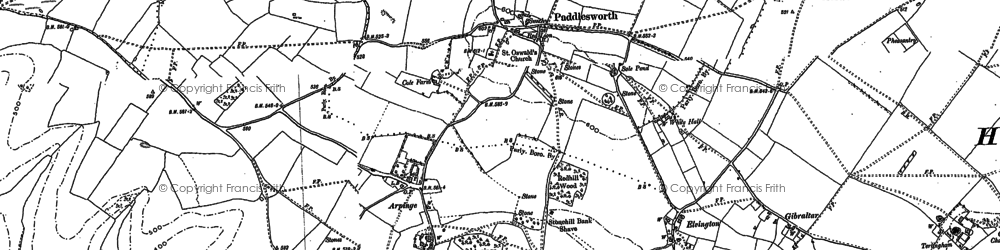 Old map of Paddlesworth in 1896