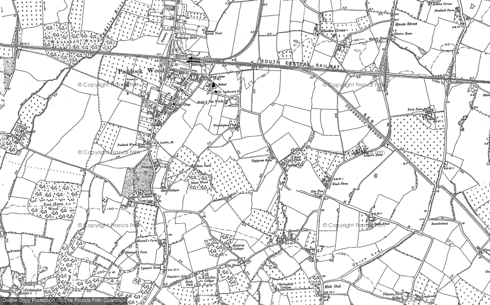 Old Map of Paddock Wood, 1895 in 1895