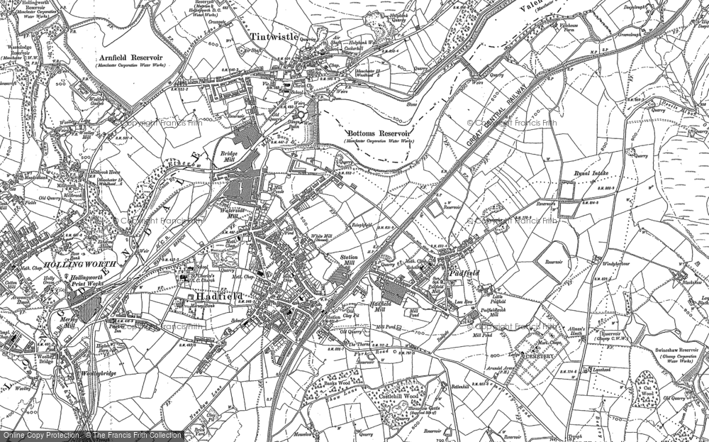 Old Map of Padfield, 1896 - 1897 in 1896
