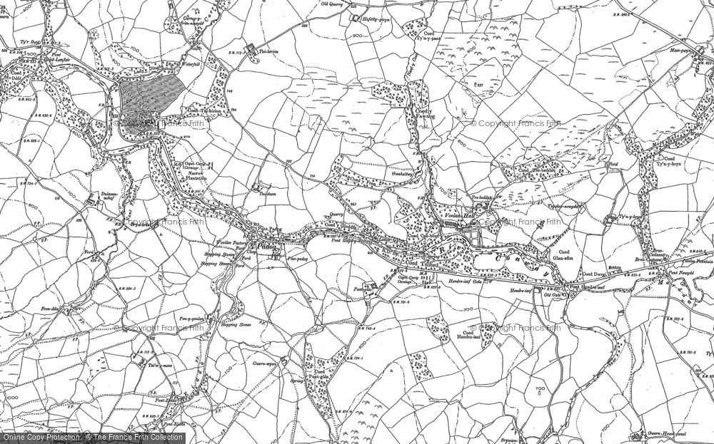 Old Map of Historic Map covering Bryn Eithin in 1899