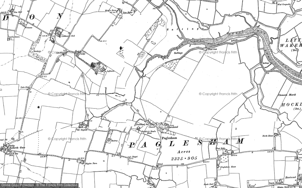 Old Map of Historic Map covering Paglesham Eastend in 1895