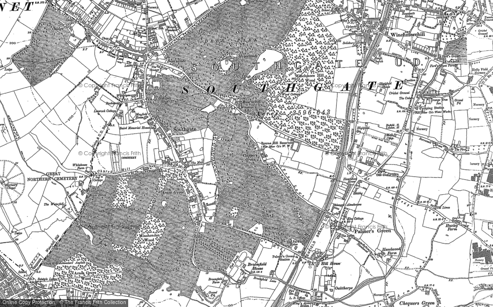Old Map of Palmers Green, 1895 - 1914 in 1895