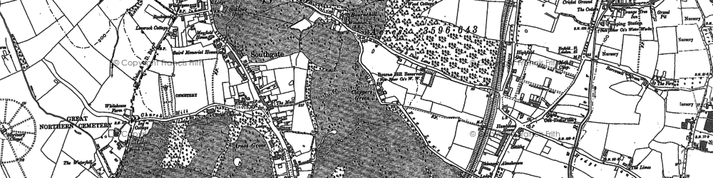 Old map of Palmers Green in 1895